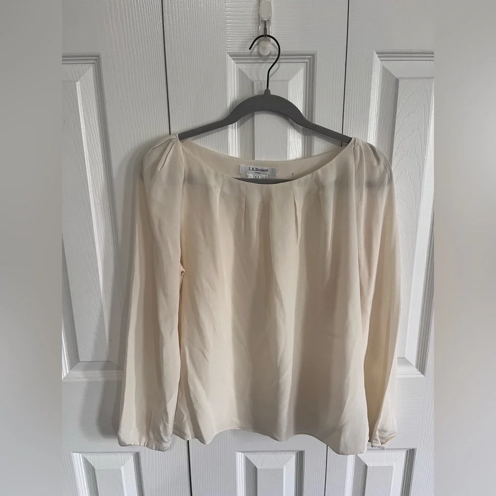 LK Bennett Silk Top Cream Size 12